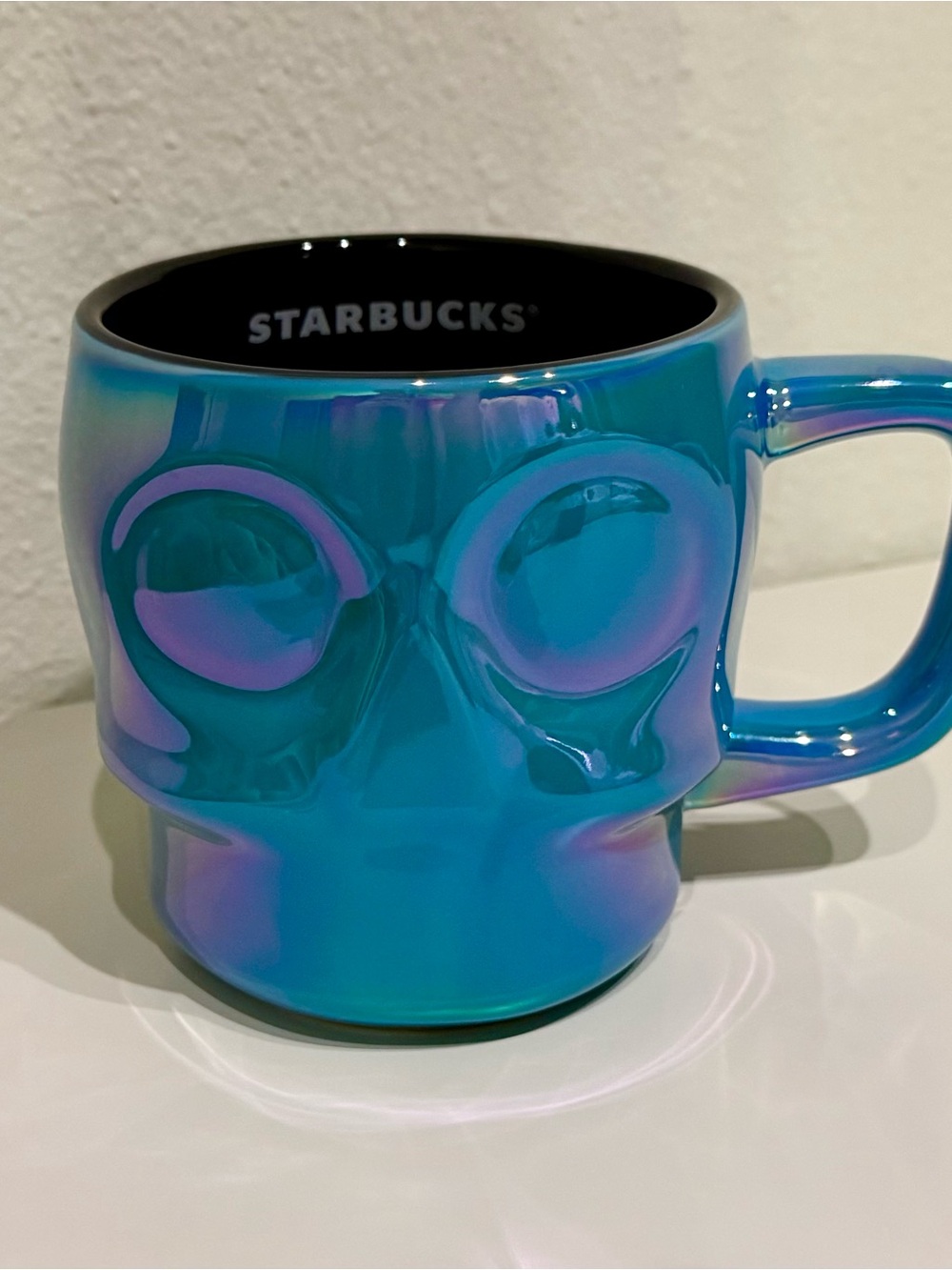 Starbucks Halloween Iridescent Blue Skull Mug